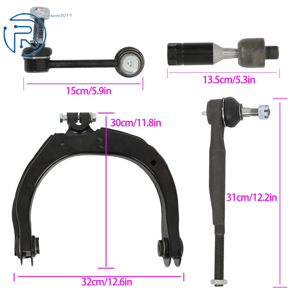 Set of 12 Front Upper Control Arm Sway Bar Tie Rod Kit for Chevy Trailblazer GMC Envoy
