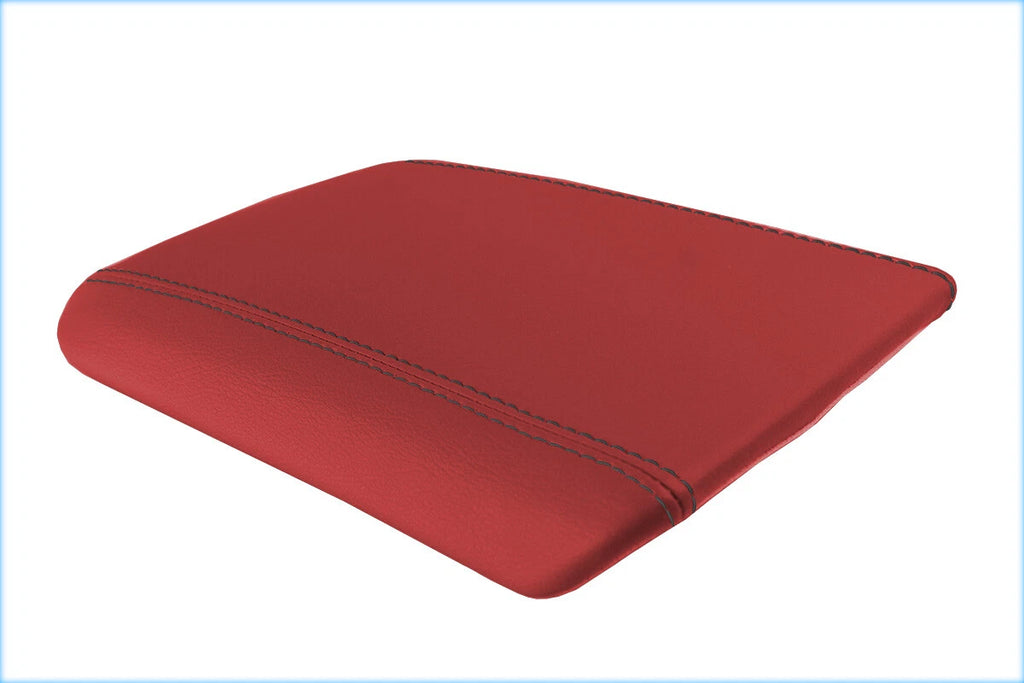Console Lid Pull Over Cover Leather for Ford Mustang (2005–2009) Red Black Stitch