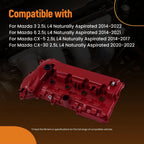 Aluminum Engine Cover for Mazda 3 6 CX-5 2.5L L4 (2014–2020) PY01-10-210A Red