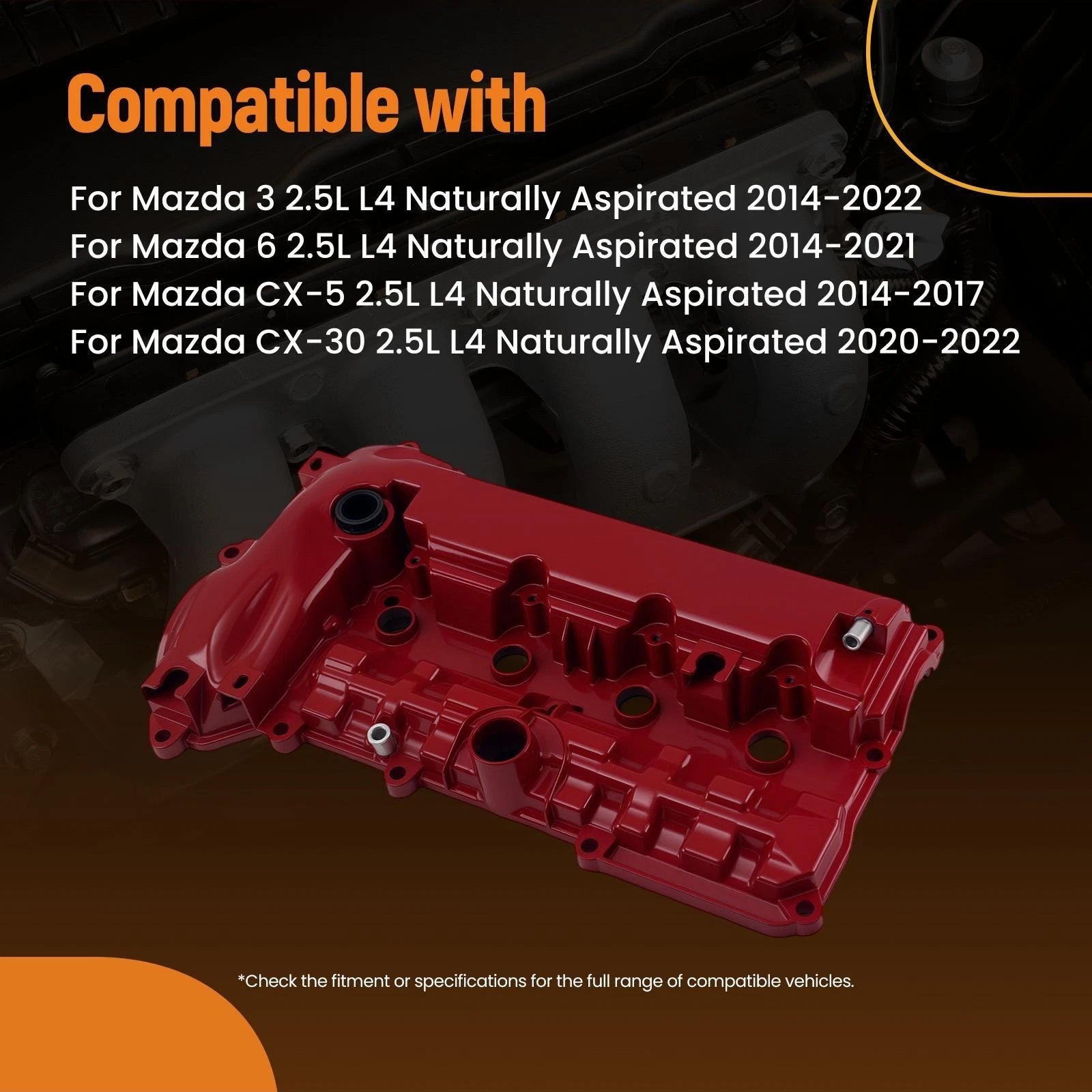 Aluminum Engine Cover for Mazda 3 6 CX-5 2.5L L4 (2014–2020) PY01-10-210A Red