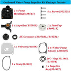 Water Pump Impeller Kit for Johnson Evinrude 40/45/48/50 HP (1990–2023) 433548 433549 438592