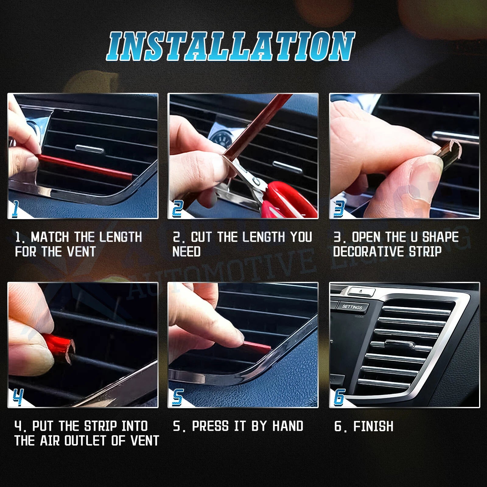 Silver Soft PVC AC Air Outlet Strip Cover Trim for Universal Fit (-)