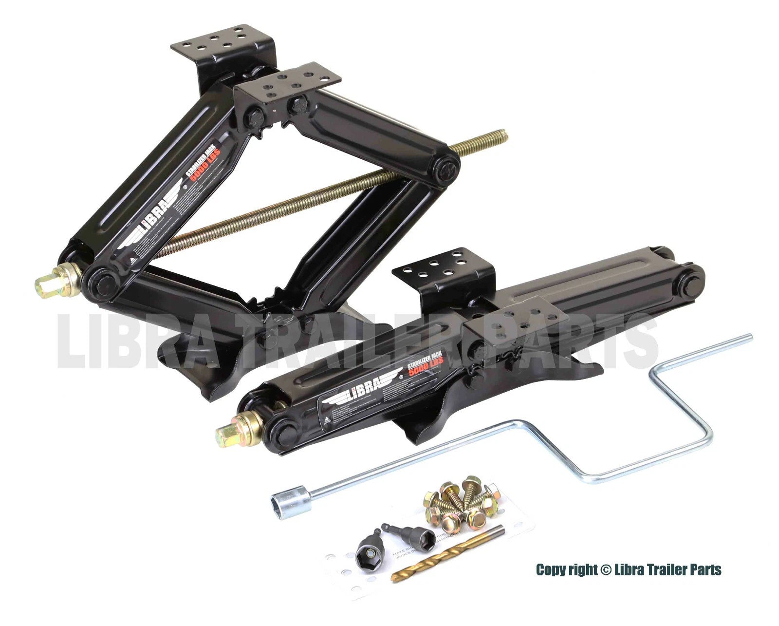 Set of 2 RV Stabilizer Leveling Scissor Jacks w/Socket & Install Kit 20" 5000lbs