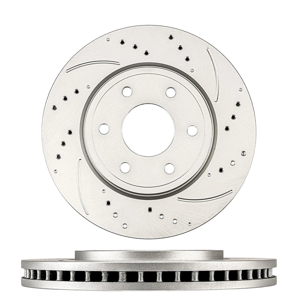 2x Front Drilled Slotted Brake Rotors for Nissan Frontier (2005–2019)