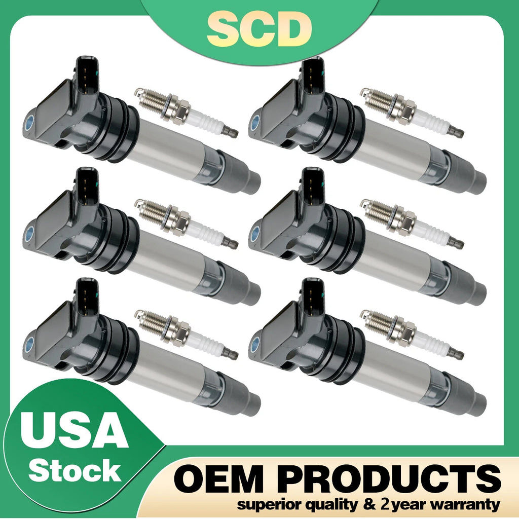 6X Ignition Coil & Spark Plug for Volvo S60 V70 XC70 XC90 Land Rover LR2 (2001–2016)