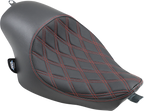 Solo Seat for Harley Sportster (3/4, Double Diamond, Black w/ Red Stitching)