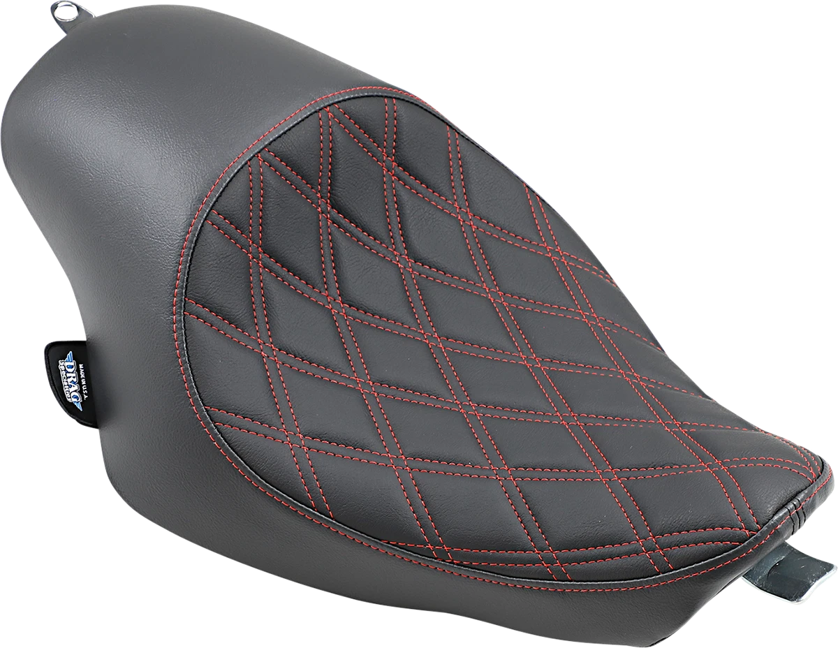 Solo Seat for Harley Sportster (3/4, Double Diamond, Black w/ Red Stitching)