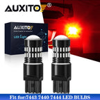 2X AUXITO 7443 7444 7440 7441 LED Bulbs Brake Stop Light Red