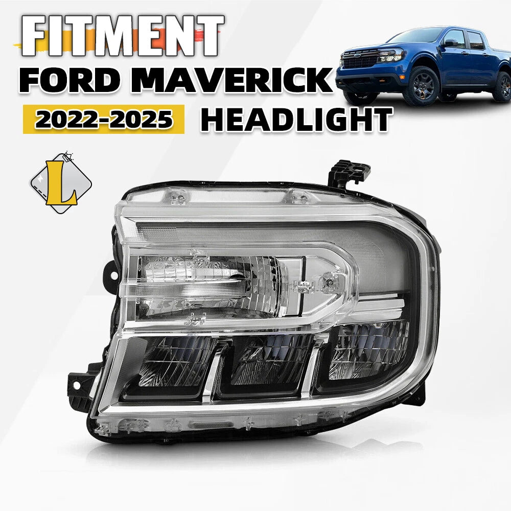 LED Headlight for Ford Maverick Lariat (2022–2024) Chrome Housing w/DRL Left