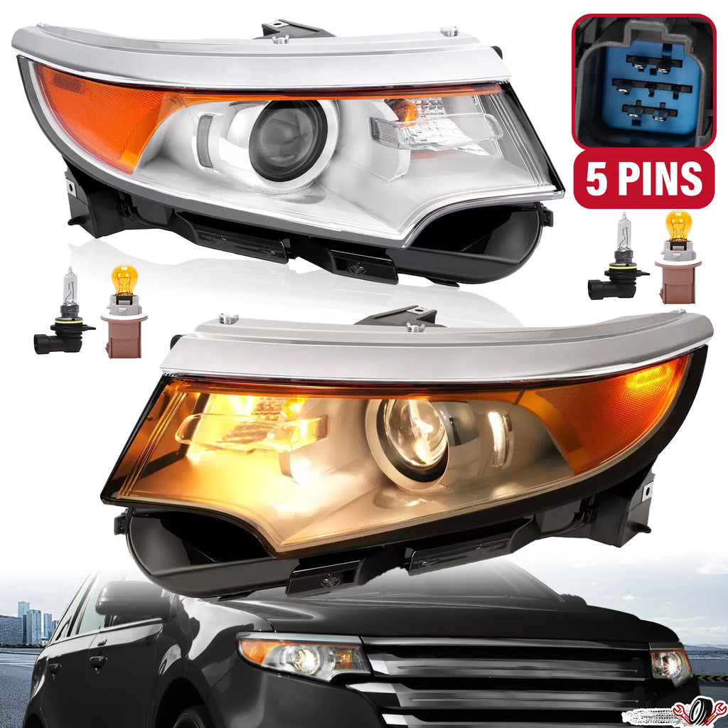 Set of 2 Halogen Projector Headlights for Ford Edge (2011–2014)
