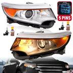 Set of 2 Halogen Projector Headlights for Ford Edge (2011–2014)