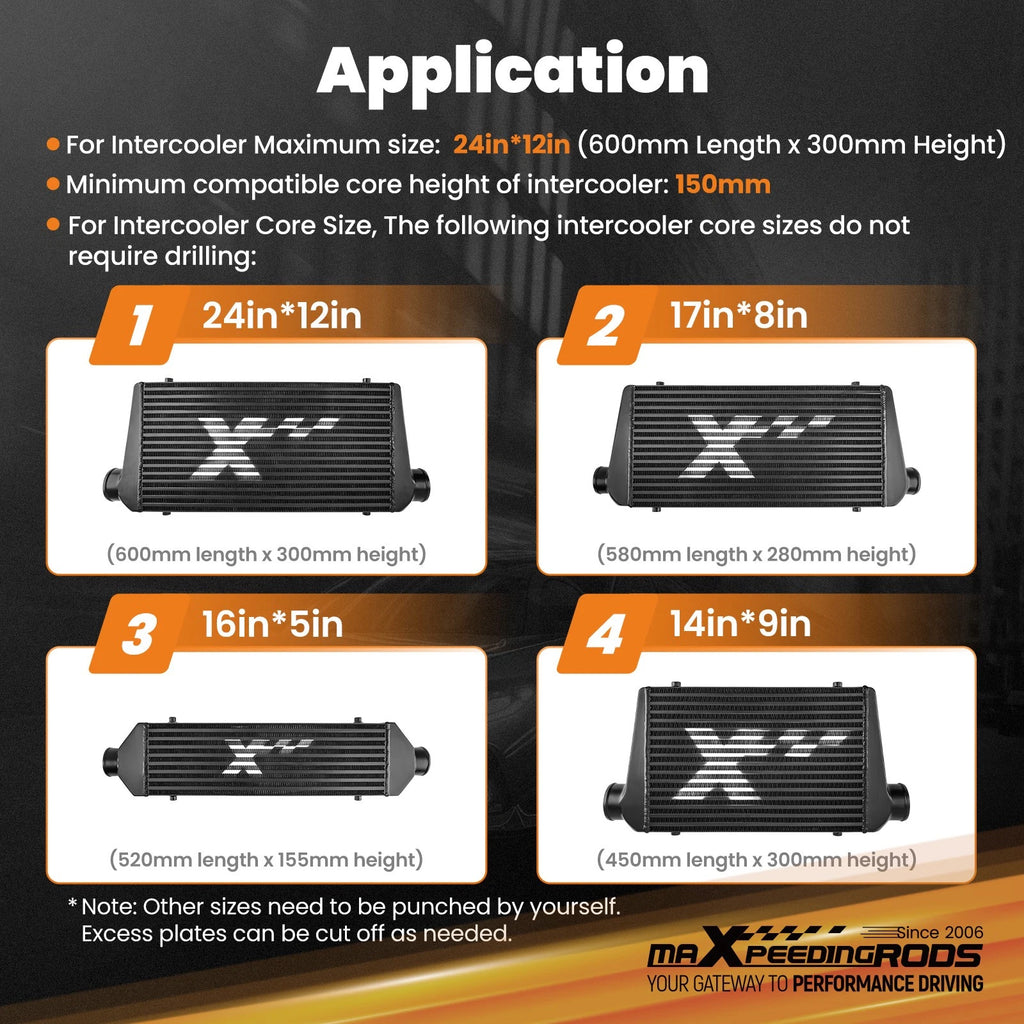 Adjustable Intercooler Air Guide Plate Kit for Universal Fit (600x300mm)