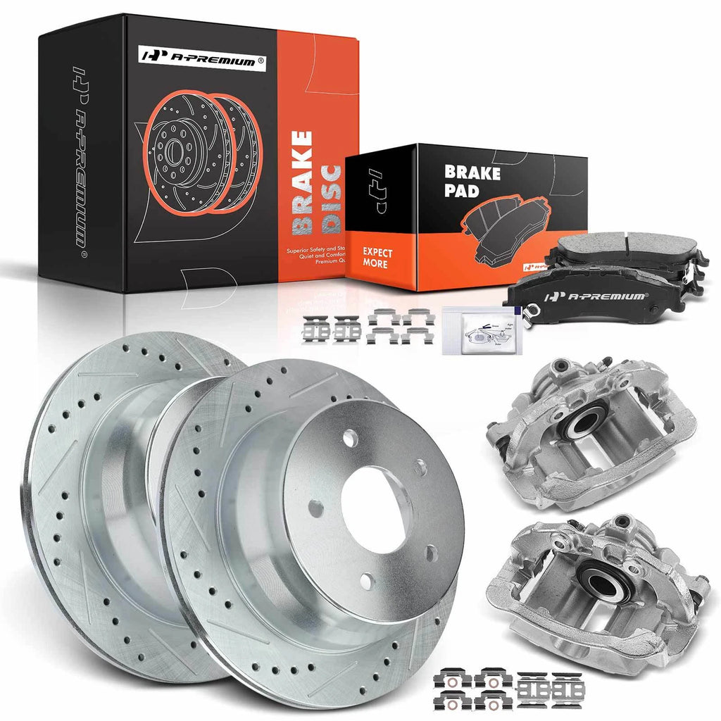 Set of 8 Rear Drilled Brake Rotors & Pads for Chevrolet Blazer