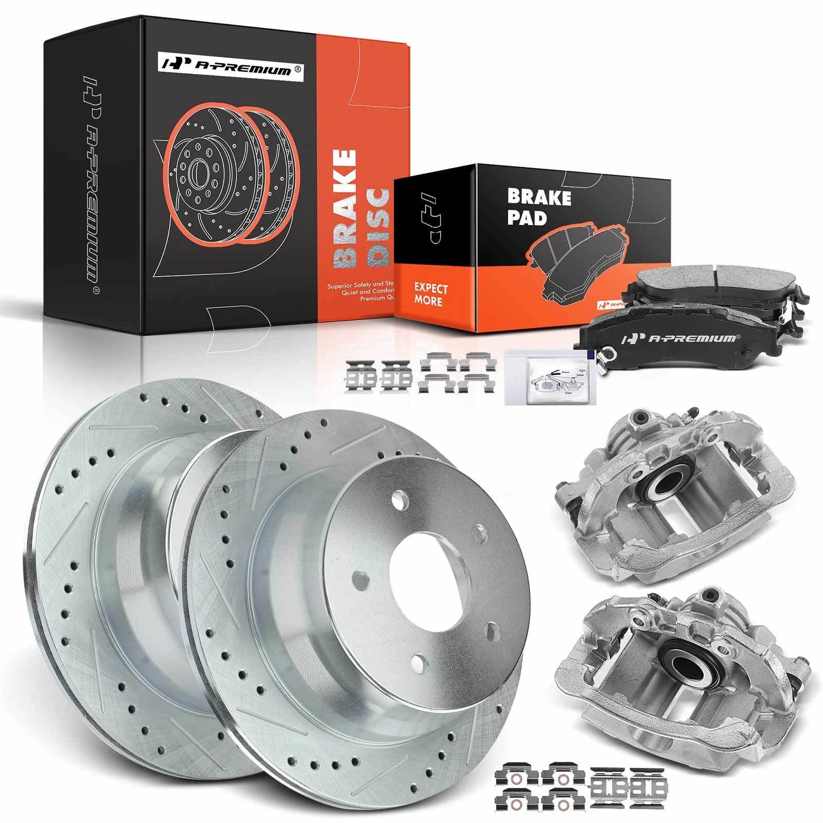 Set of 8 Rear Drilled Brake Rotors & Pads for Chevrolet Blazer