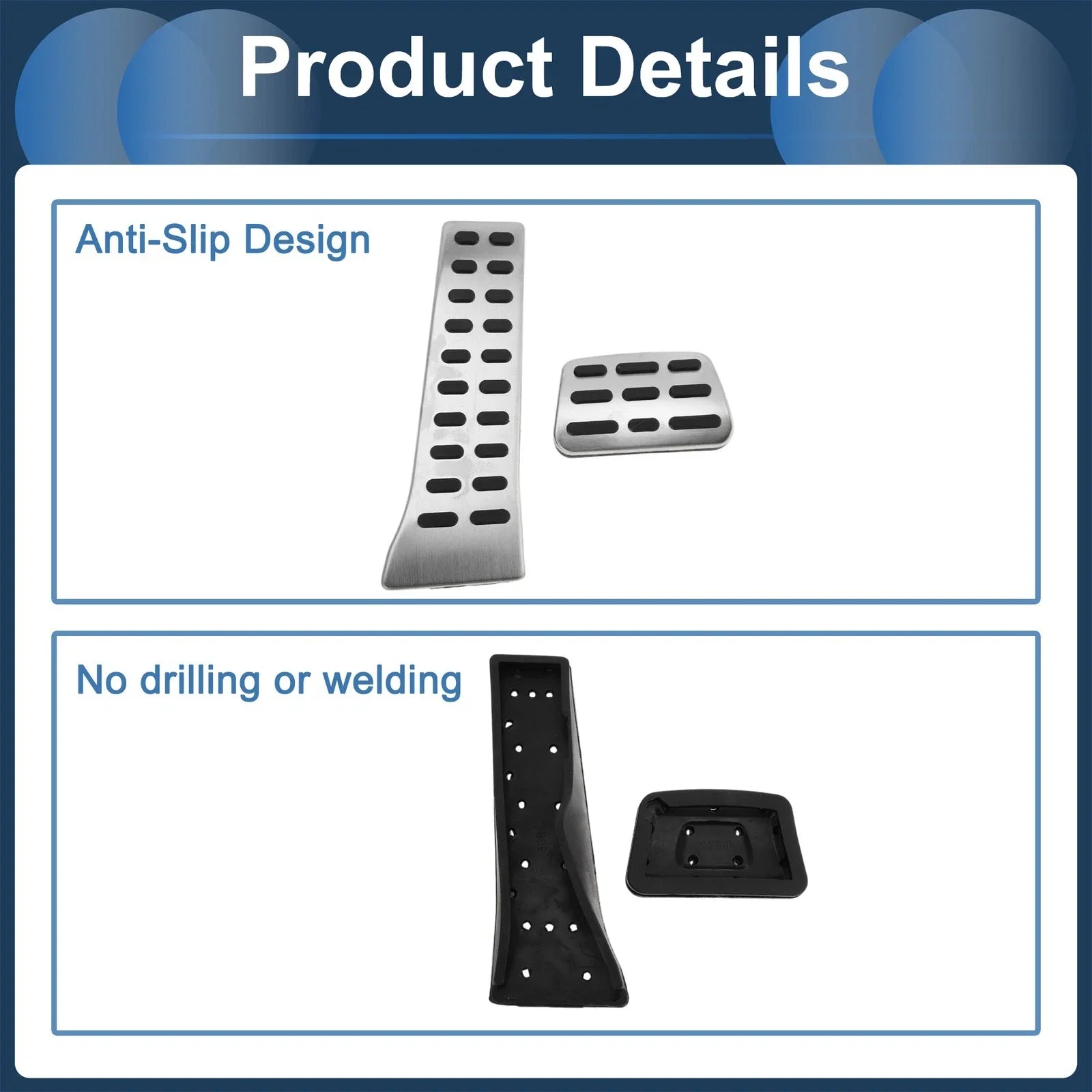 Automatic Footrest Pedals Cover for Hyundai Tucson (2016-2023) Silver Tone