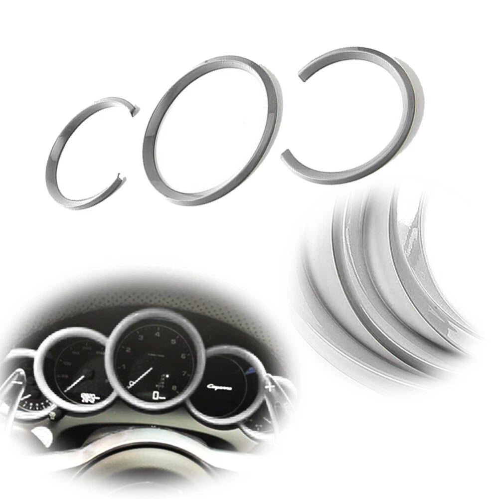 Set of 4 Silver Dashboard Console Panel Surrounding Rings for Porsche Macan