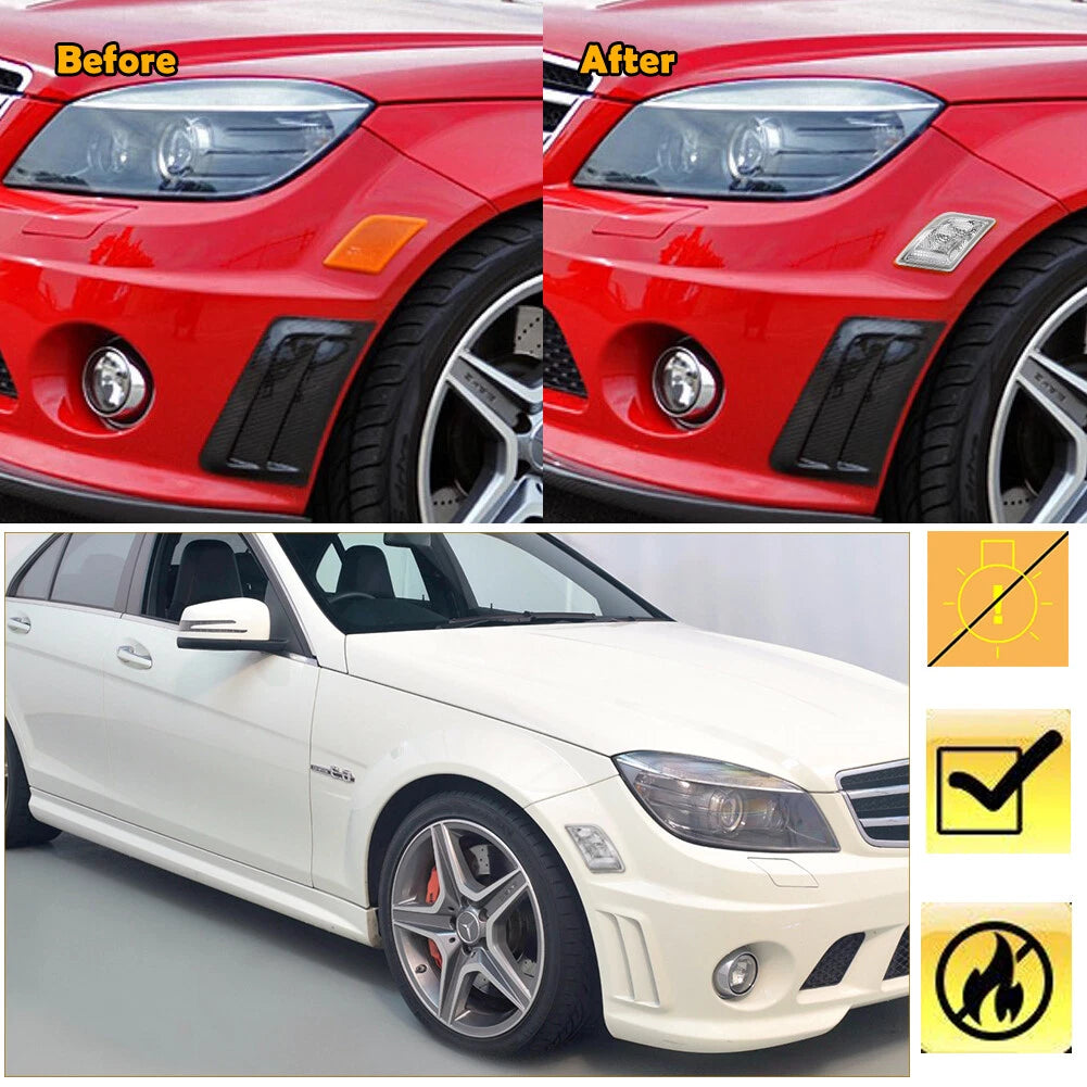 Clear Lens Front Side Marker Lights for Benz W204 C250 C300 (2008–2011)