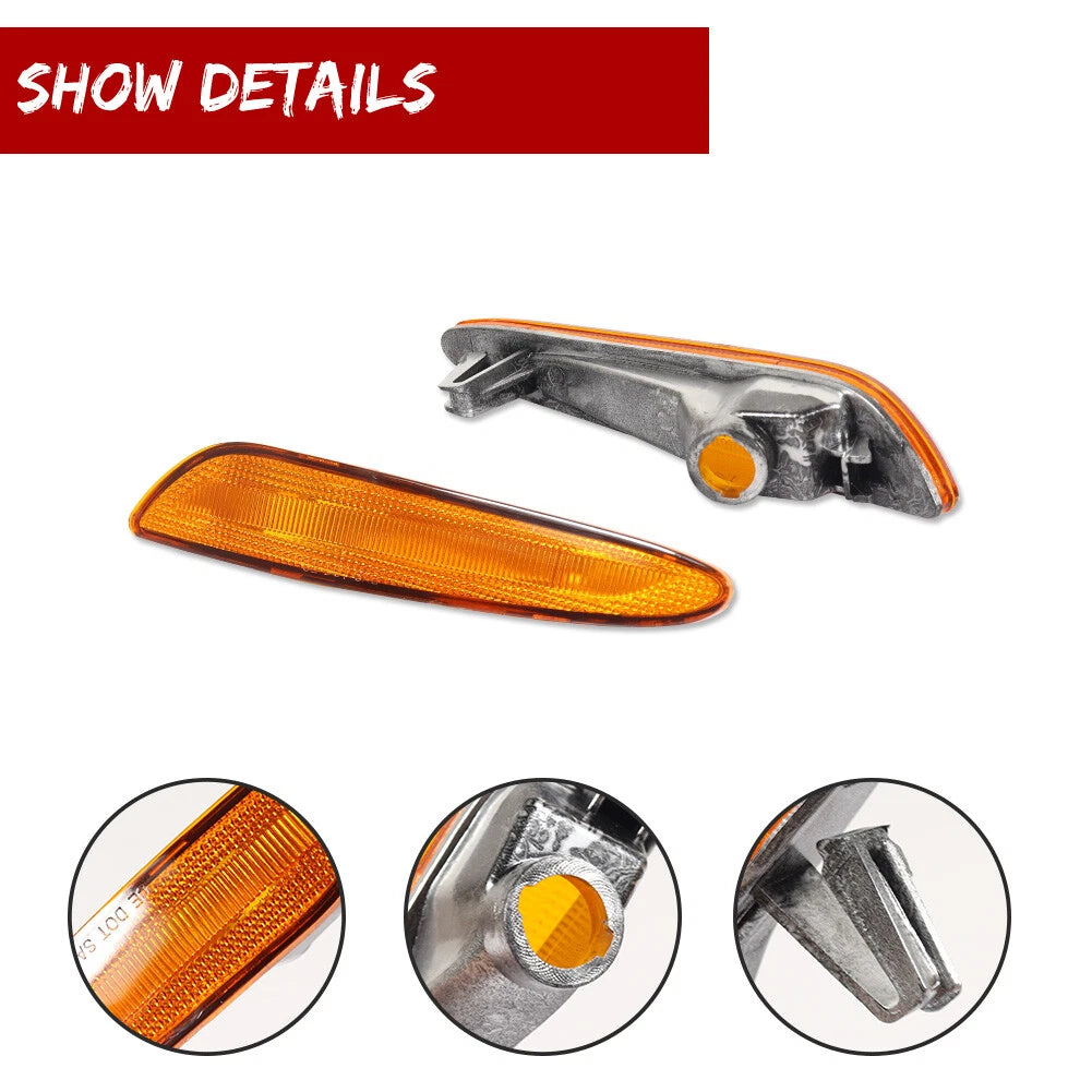 Amber Front Fender Side Marker Light Covers for Mercedes W211 E-Class