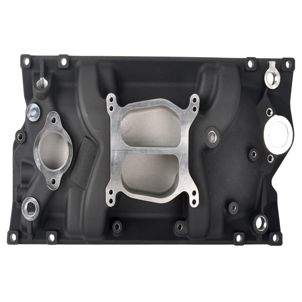 SBC Chevy Dual Plane Satin Aluminum Intake Manifold for Vortec 350 (1996–2002)