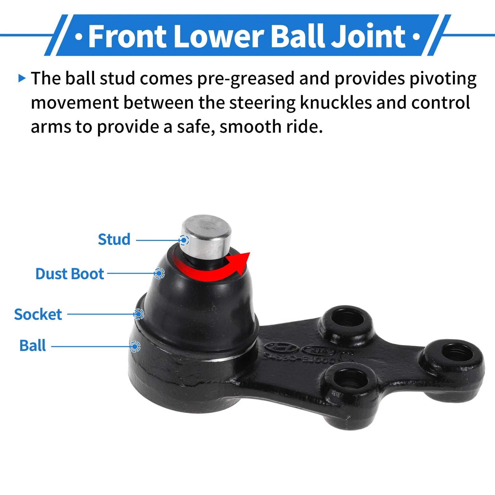 2X Front Lower Ball Joints for Hyundai Veracruz (2007–2012) No.K500073/545303J000