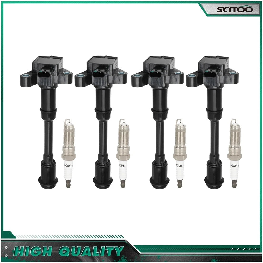 Set of 4 Ignition Coils & Spark Plugs for Ford Fiesta Fusion (2013–2019)