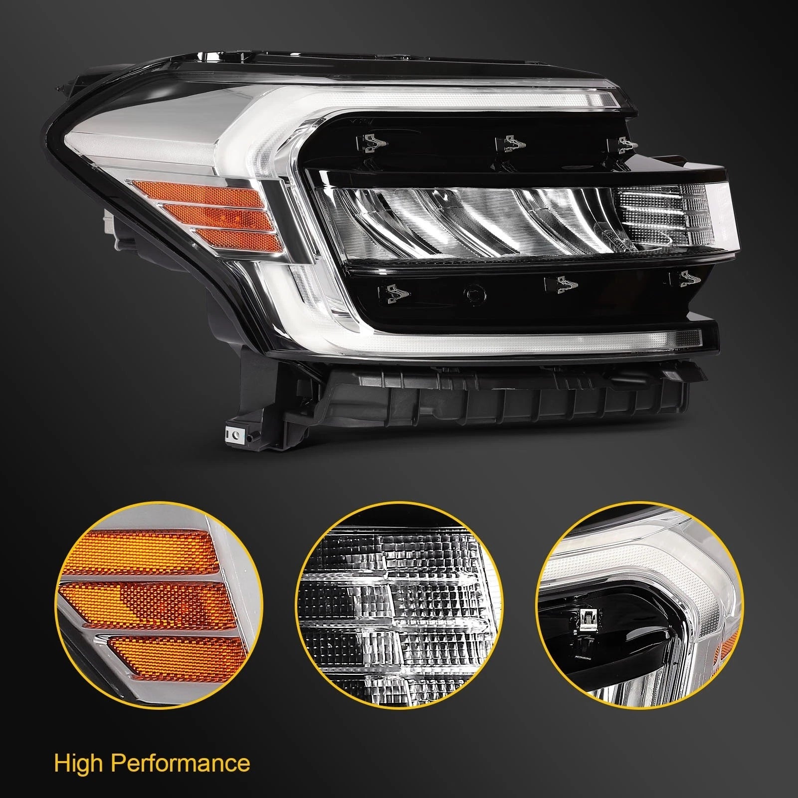 Right Side LED Chrome Headlight Assembly for Ford Expedition (2022–2024)