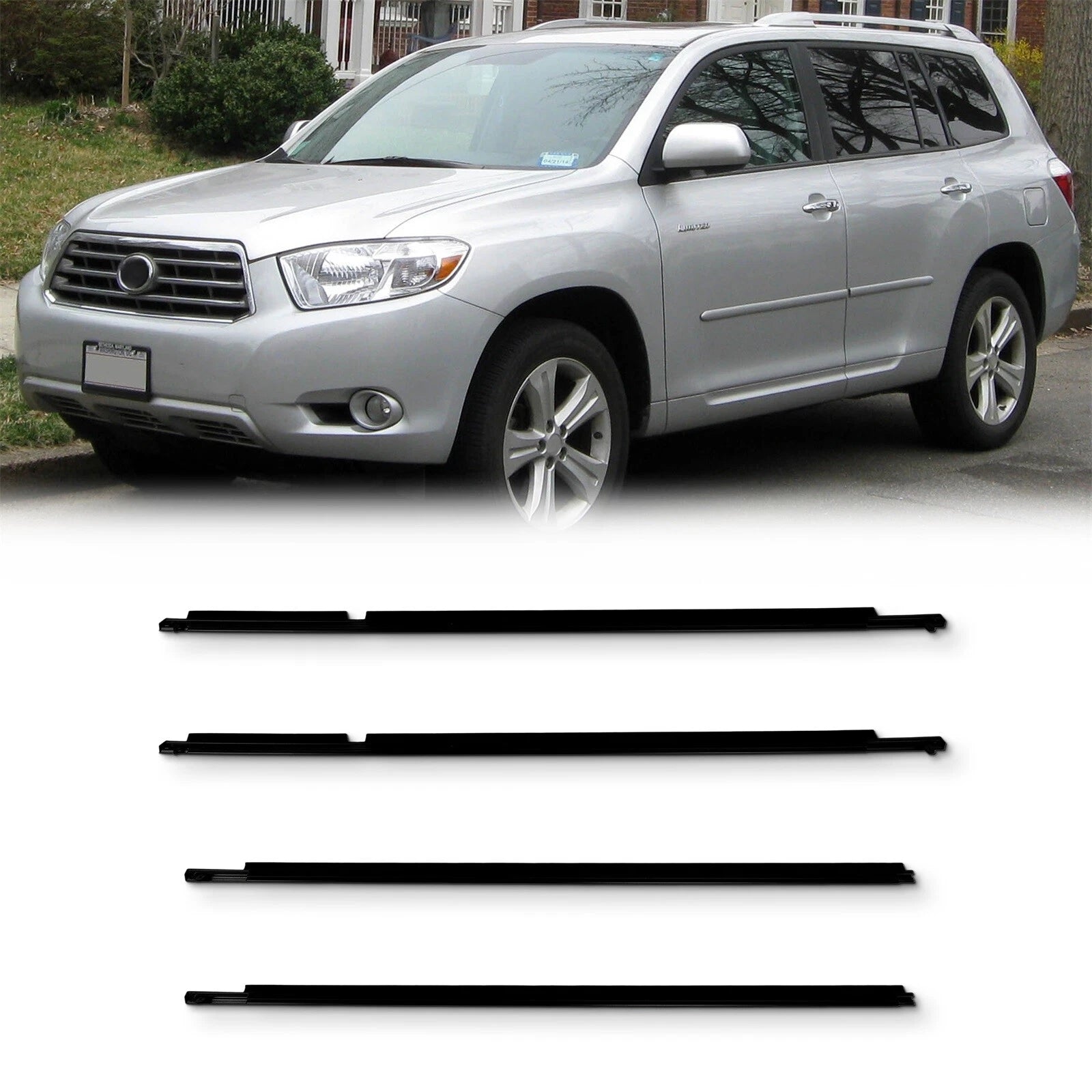 Set of 4 Window Weatherstrip Seal for Toyota Highlander (2008–2010)