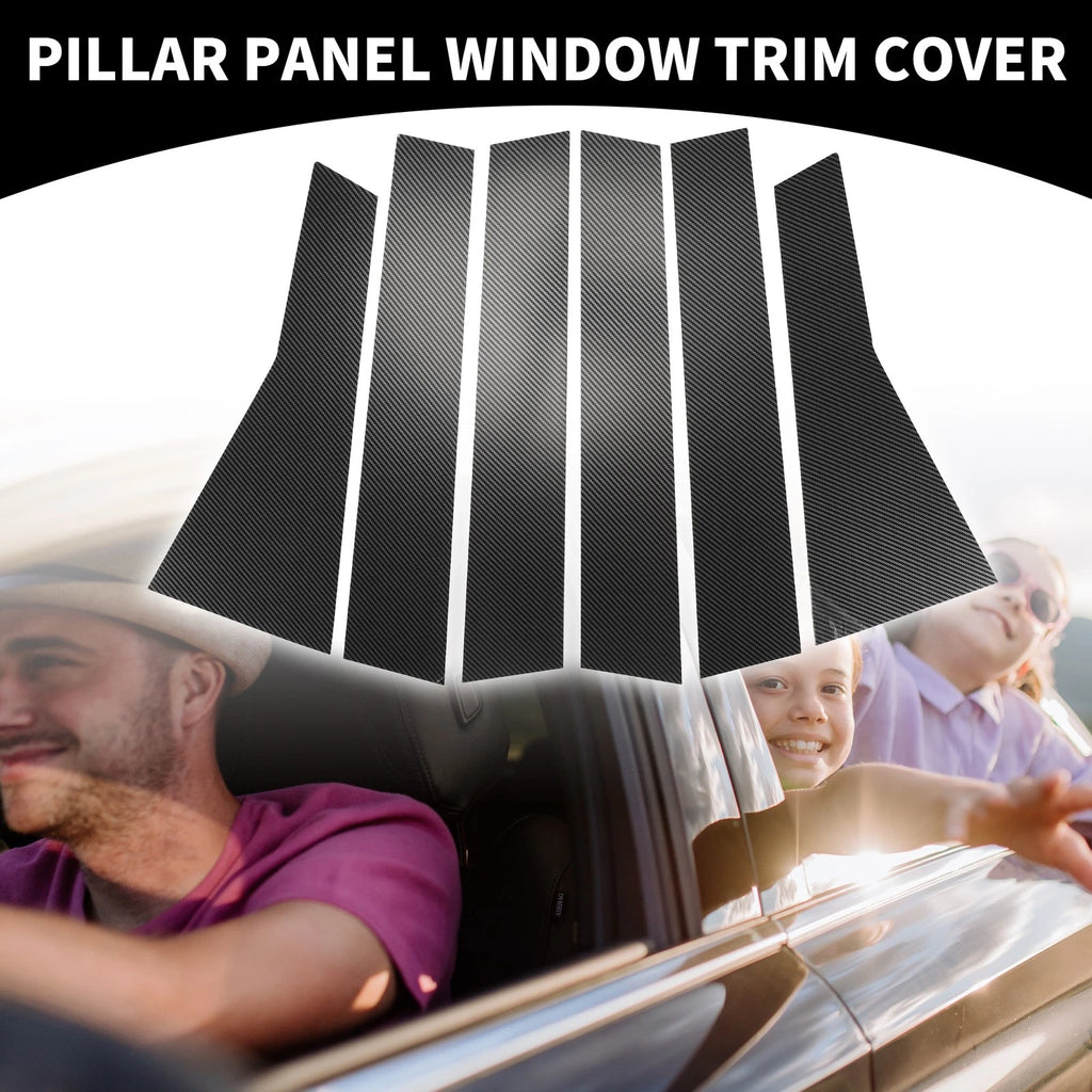 6pcs Window Trim Cover for Honda CR-V (2017–2022) Black Carbon Fiber