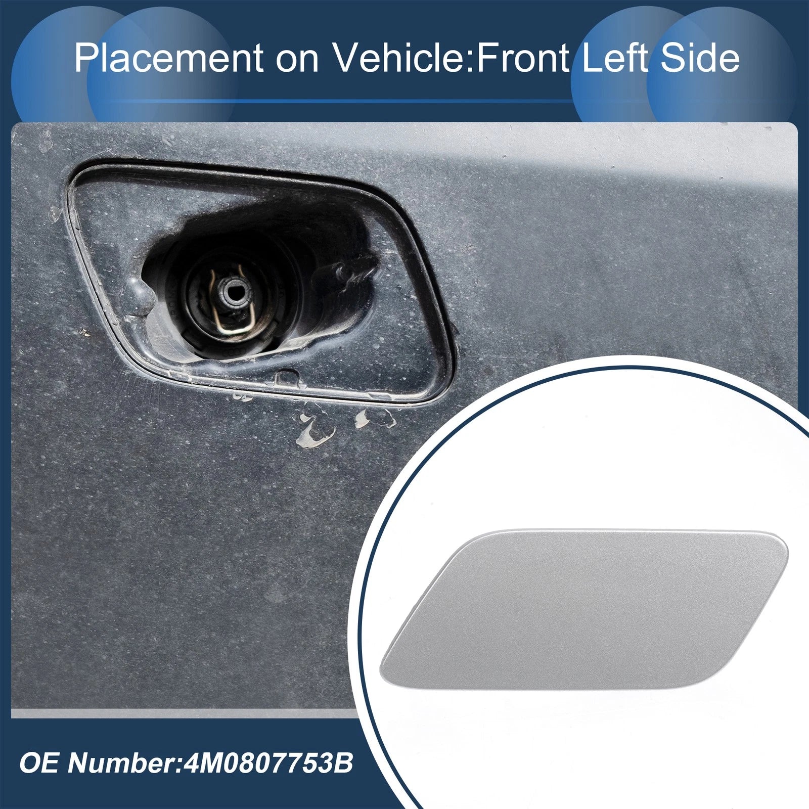 Front Left Washer Nozzle Cover Cap for Audi Q7 (2017–2019) - Silver Tone