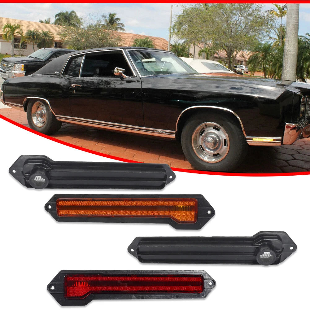 Set of 4 Front & Rear Bumper Side Marker Lights for Chevrolet Monte Carlo (1970–1972)