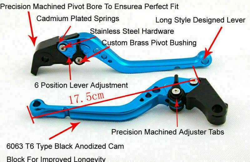 Long Brake Clutch Levers for Yamaha MT-01 (2004–2009), V-MAX (2009–2014) Gold T9