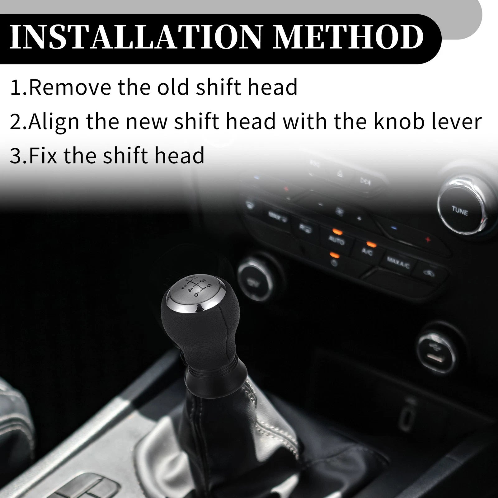 6 Speed Manual Gear Shift Knob for Toyota Yaris (2005–2010) Plastic Silver Tone