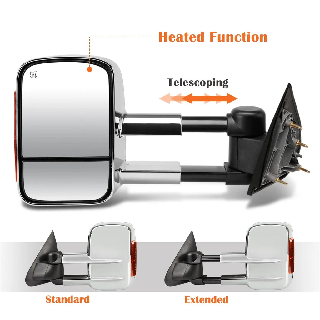 Power Heated Chrome Towing Mirror w/LED Signal for Silverado/Sierra (2014–2020)