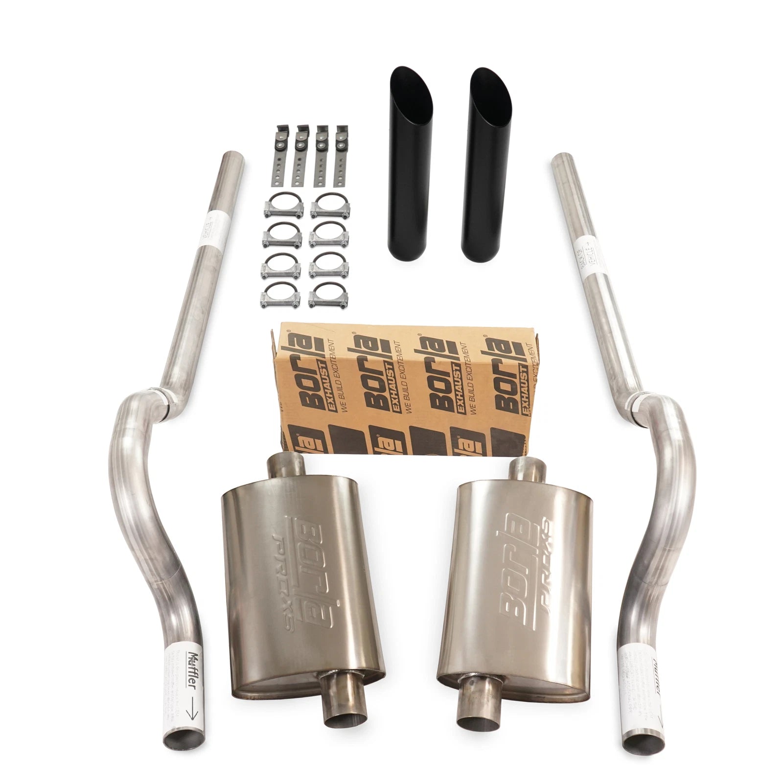 2.5" Dual Exhaust Kit for Mopar B Body (1962–1974) - Borla Pro XS, Rear Exit, BW Tip