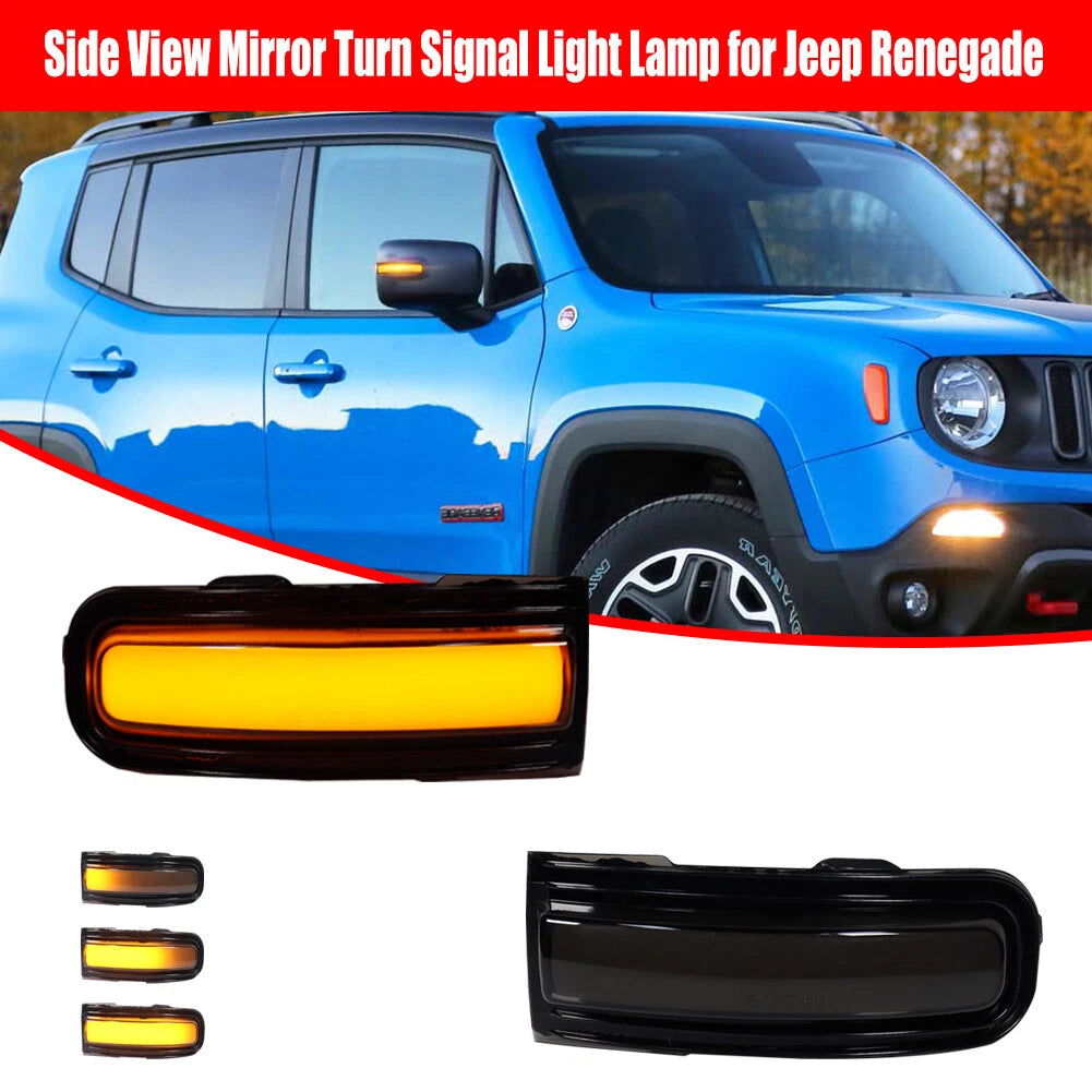 2X Smoked Sequential LED Side Mirror Signal Lights for Jeep Renegade (2015–2023)