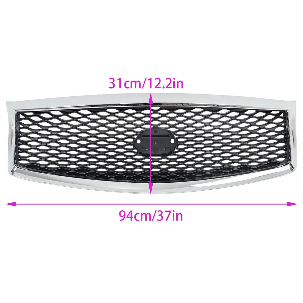 Front Upper Grille for Infiniti Q70 Q70L (2015–2019) Chrome with Camera Hole