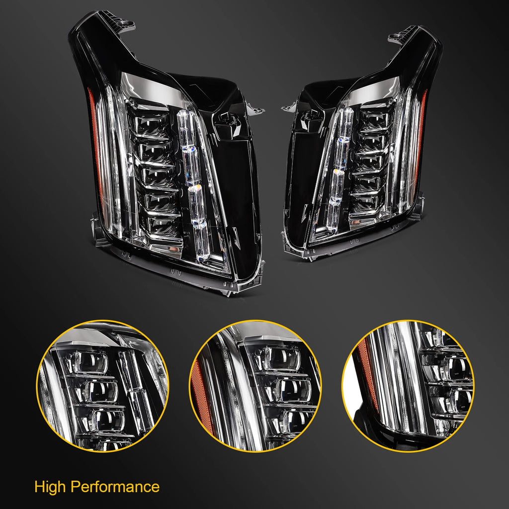 2Pcs LED Headlight with Bulbs for Cadillac Escalade ESV (2015–2020)