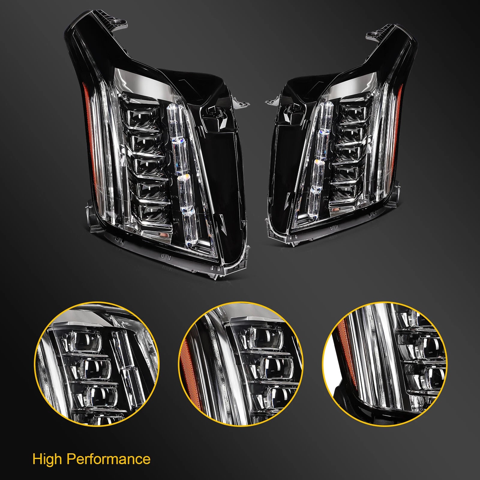 2Pcs LED Headlight with Bulbs for Cadillac Escalade ESV (2015–2020)