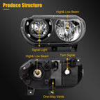 Headlight Assembly for Dodge Challenger (2008–2014) Black Housing