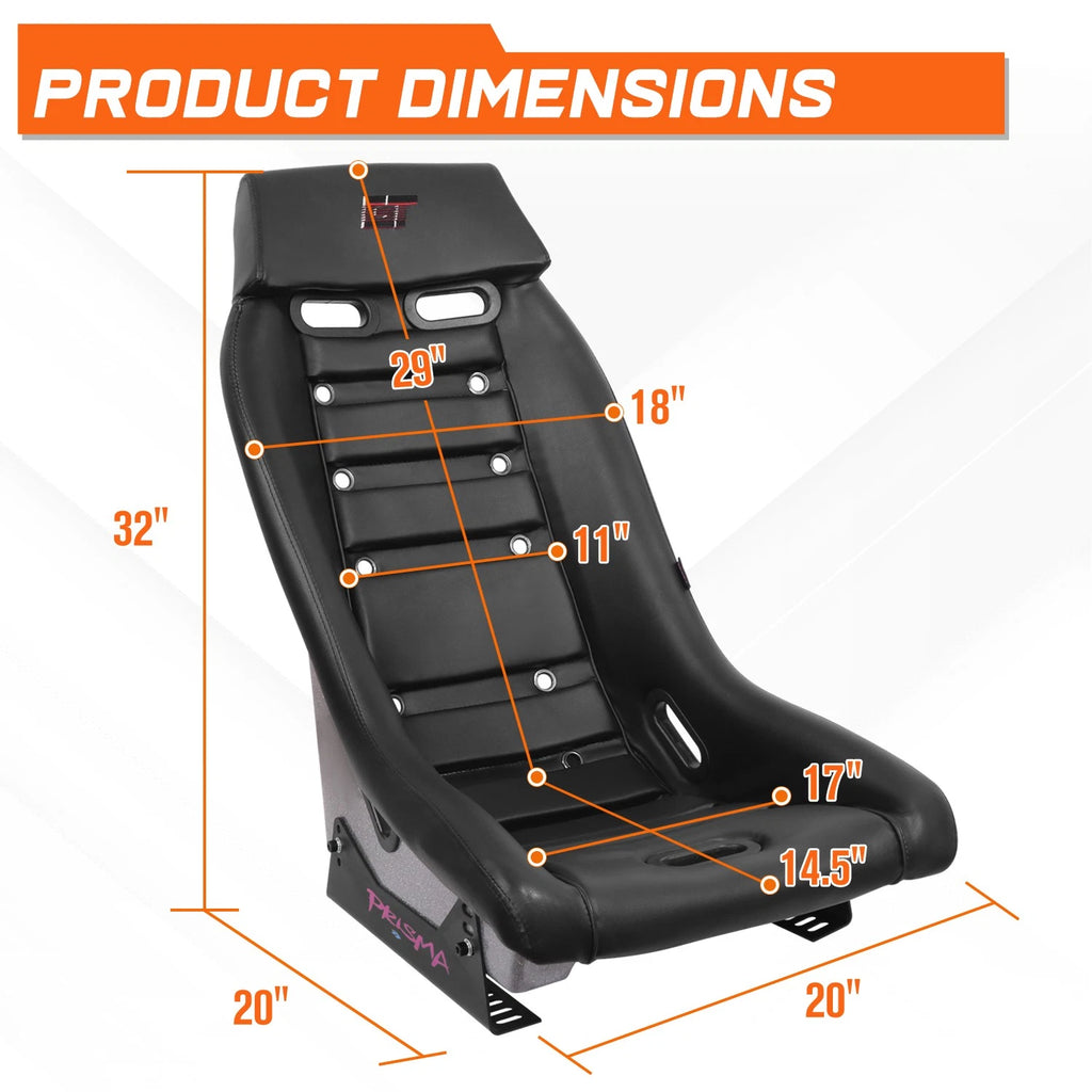 NRG Prisma GT Fixed Back Bucket Racing Seat for Universal Fit (NRG PRI-100BK-H)