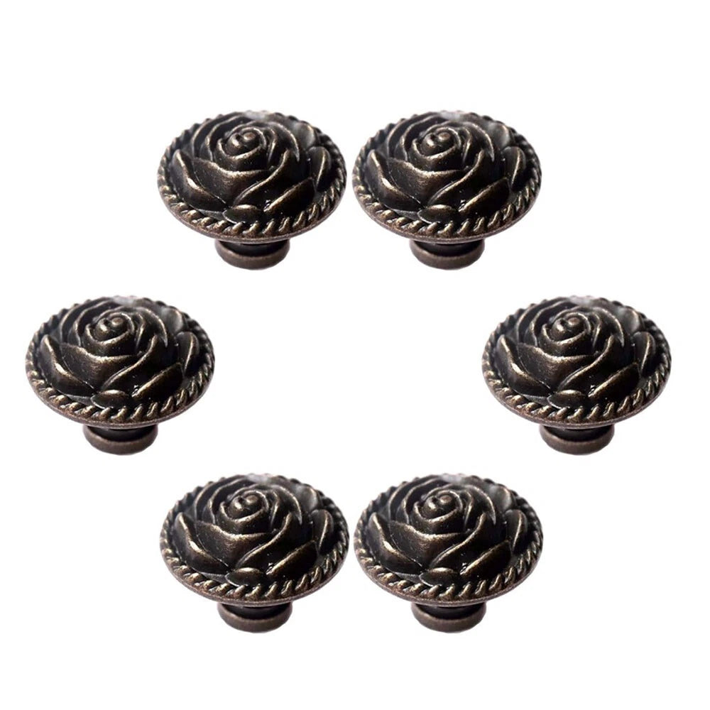 6X Flower Shape Drawer Knob Pull Handle for Kitchen Cabinet (Vintage)