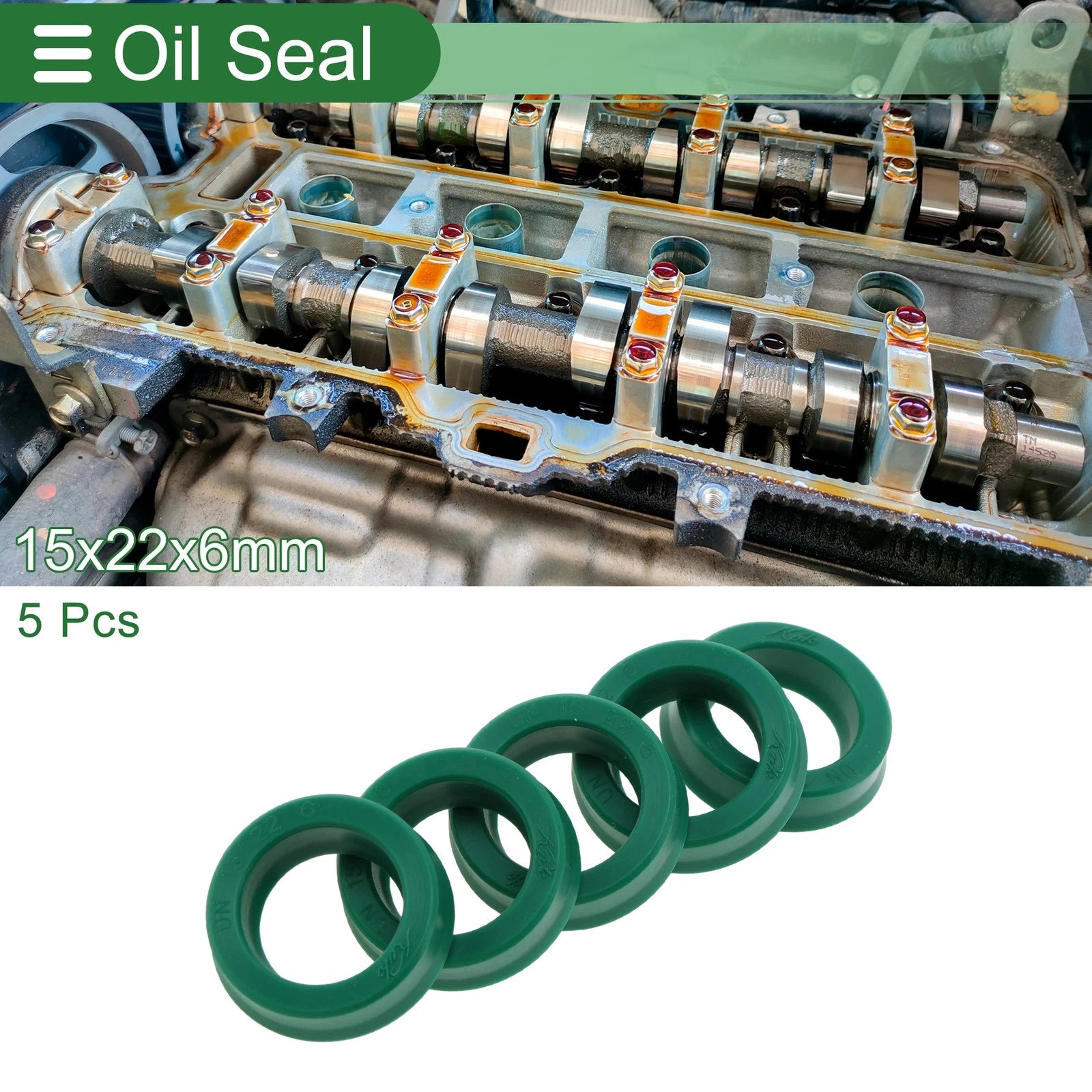 Set of 5 Oil Seal Rotary Shaft Seal 15x22x6mm for Various Models 