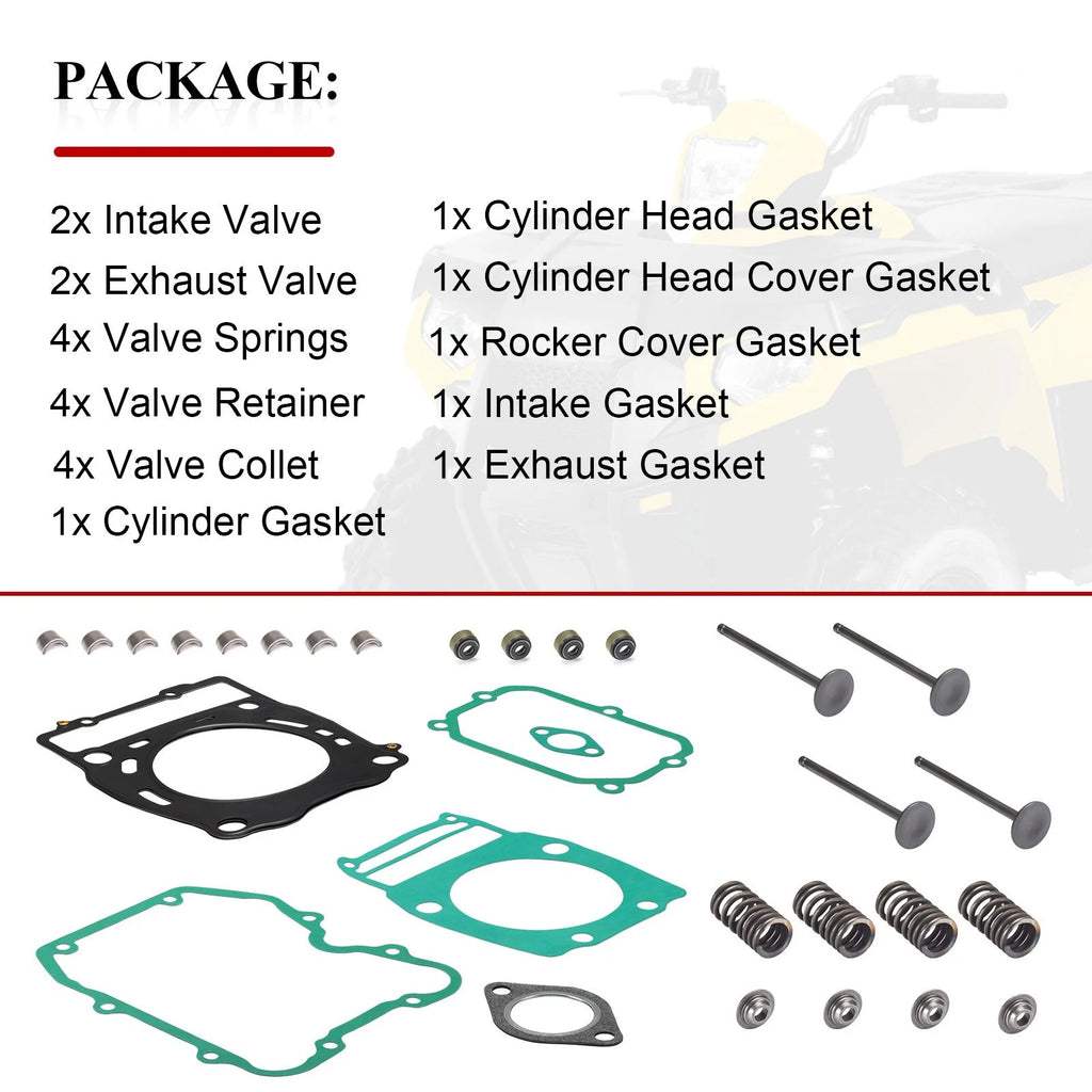Cylinder Head Gasket Intake Exhaust Valve Kit for Polaris Magnum Ranger (1995–2007)