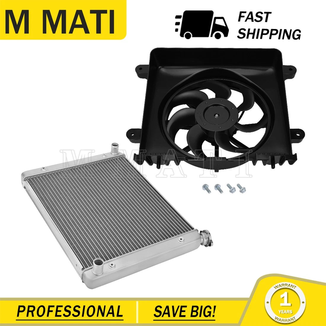 Fan Assembly & Aluminum Radiator for Polaris Ranger Crew 570 900 1000 (2015–2023)