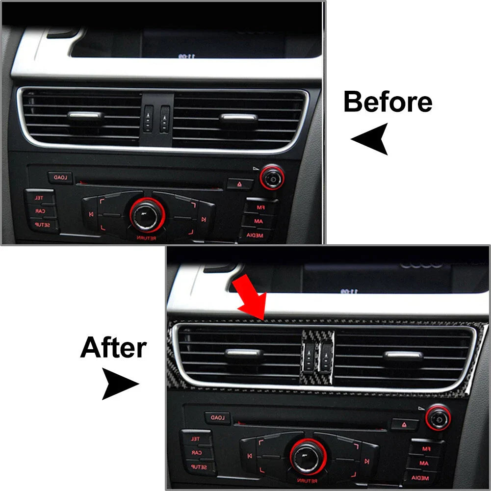 Carbon Look Center Air Conditioner Vent Outlet Cover Trim for Audi Q5 (2009-2017)