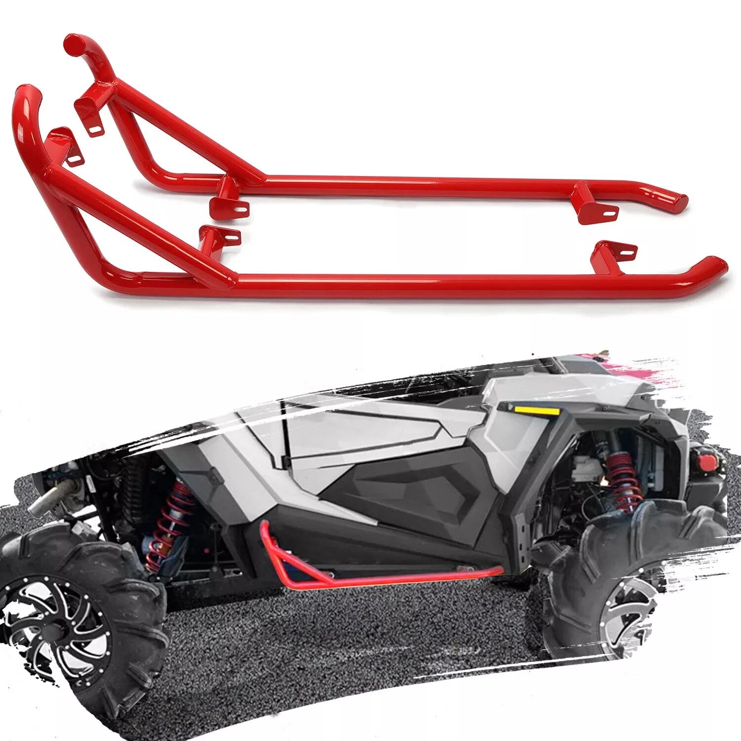 Side Steps Nerf Bars for Polaris RZR XP 900 1000 (2014–2022) RED
