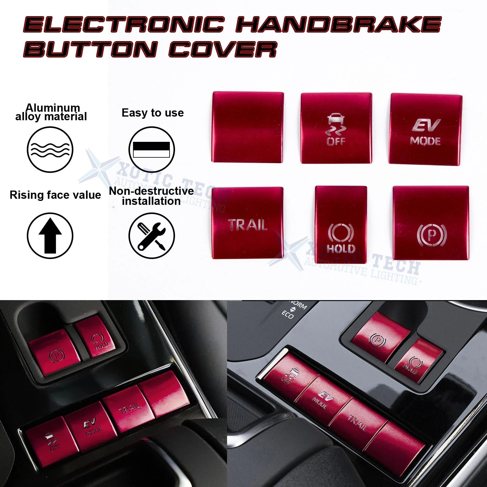 Gear Shift Panel & Handbrake Button Cover Trim for Toyota Highlander (2020-2024)