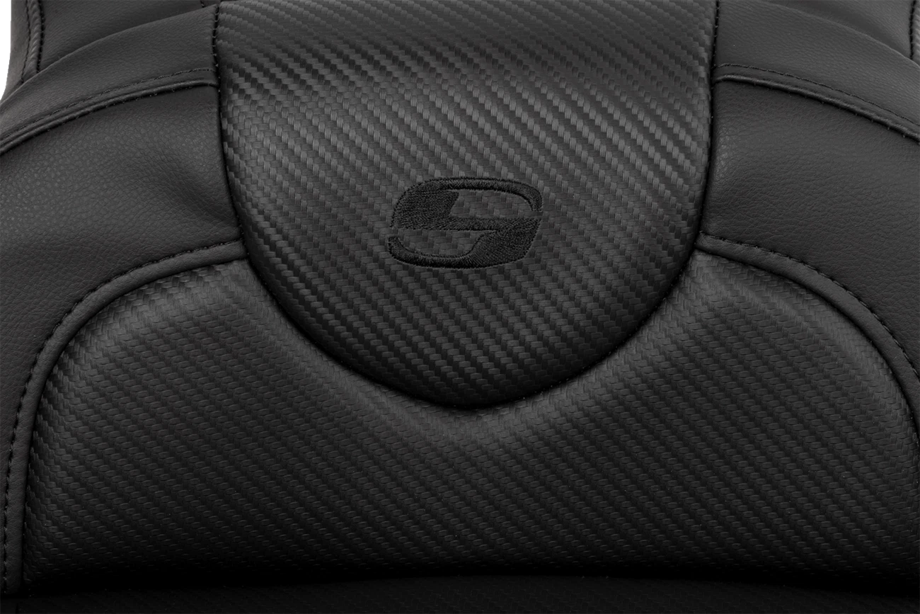 SADDLEMEN Roadsofa Extended Reach Seat for Motorcycle (Carbon Fiber, Black Stitch)