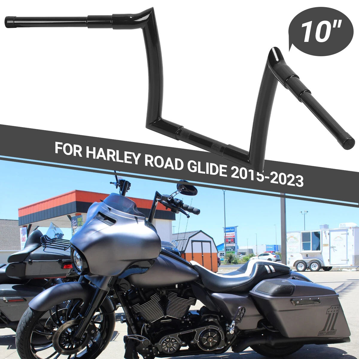 10" Meathook Ape Hanger Handlebars for Harley Touring Road Glide (2015–2023)