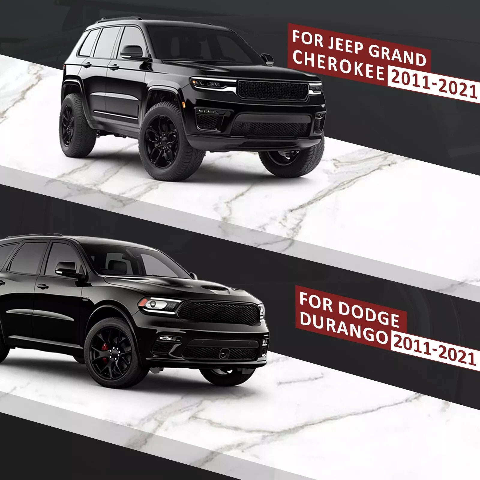 Gloss Black Mirror Covers for Jeep Grand Cherokee/Dodge Durango (2011–2021)